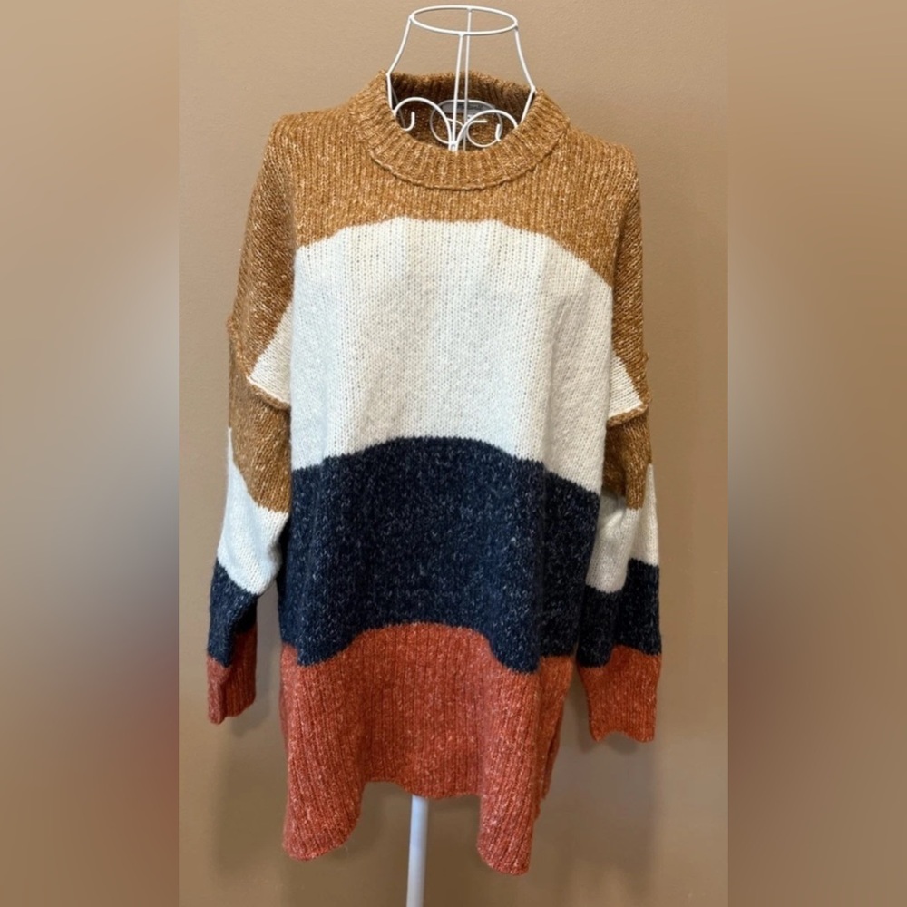 Madewell Alpaca Blend Colorblock Pullover Sweater Crew Neck Oversized Medium